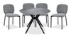 Ensemble de salle à manger Luka 5 pièces en métal avec table ronde de 43,5 po (L), dessus en pierre frittée et 4 chaises - gris