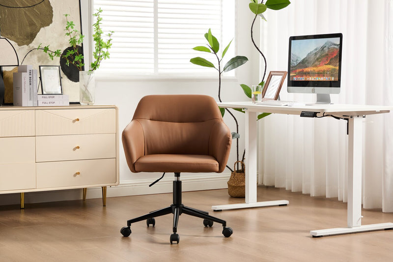 Chaise de bureau pivotante Stevie de 23 po d’apparence cuir à hauteur réglable - brun foncé