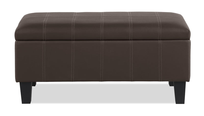 Pouf de rangement James de 39,25 po en similicuir - brun foncé