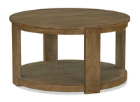Table à café ronde moderne Declan de 31,5 po avec roulettes - bois naturel