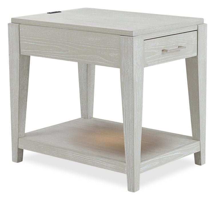 Table de fauteuil Vida de 19 po en bois massif avec rangement, tablette, éclairage et ports USB - sable