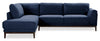 Sofa sectionnel de gauche Horizon 2 pièces en tissu avec base et pattes en bois - bleu marine