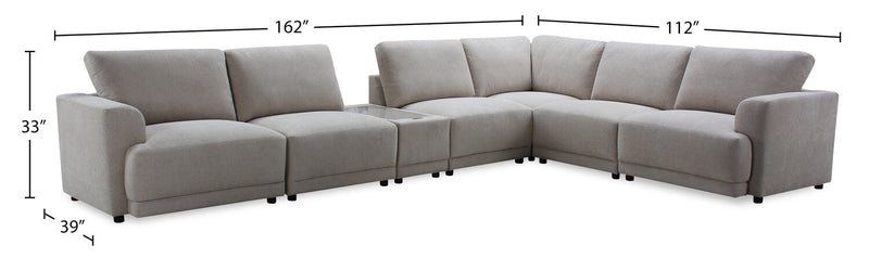 Sofa sectionnel modulaire Voyage 7 pièces en tissu avec console et coussins de dossier amovibles - taupe