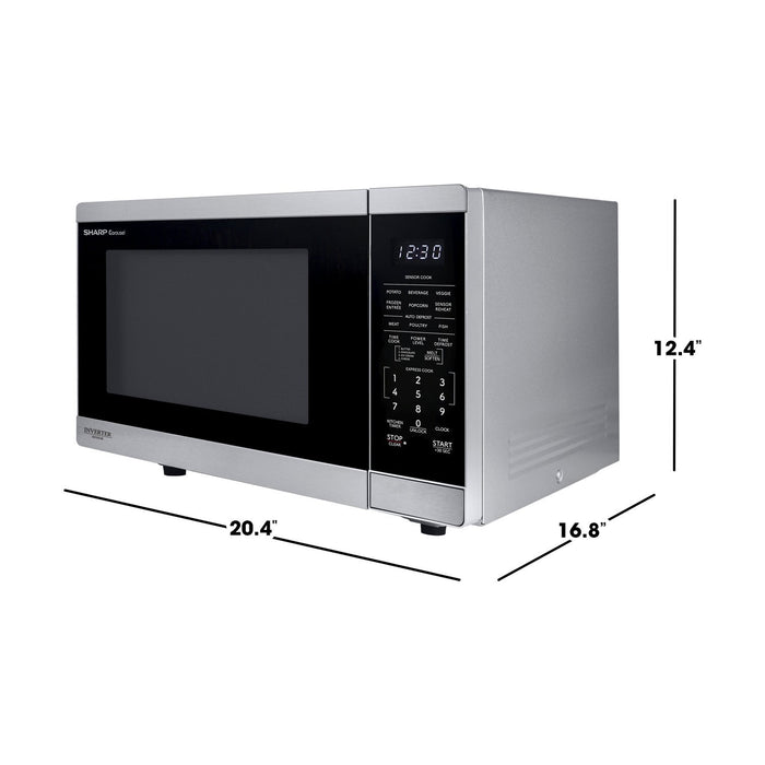 Four à micro-ondes de comptoir Sharp de 1,4 pi3 avec plateau tournant CarouselMD et technologie InverterMD - SMC1464KSC