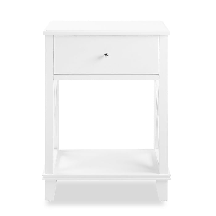 Table de nuit Elle de 18 po (l) x 25,75 po (H) à 1 tiroir - blanche
