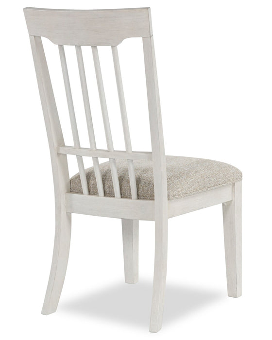 Chaise de salle à manger Quill en tissu de polyester avec dossier à barreaux en forme de fuseau - blanc antique et brun