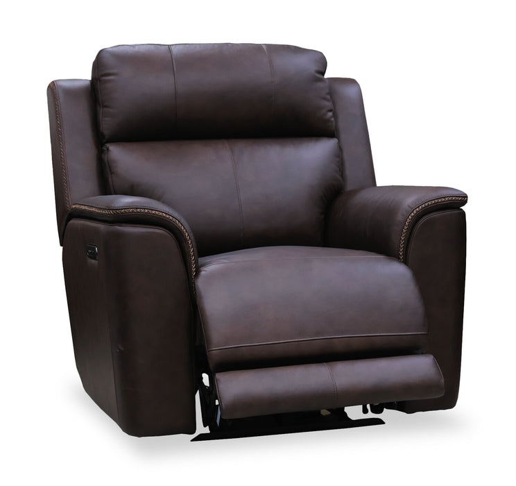 Fauteuil de massage à inclinaison électrique Vibe de 40 po en cuir véritable avec son immersif et appuie-tête électrique - brun