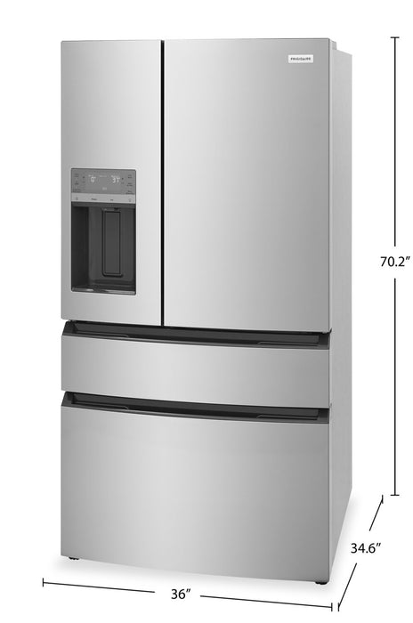 Réfrigérateur Frigidaire de 26 pi3 et de 36 po à 4 portes françaises - acier inoxydable résistant aux traces de doigts - FRMS2733AV 