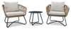 Ensemble de conversation Sicily 3 pièces pour la terrasse à l’extérieur avec 2 fauteuils et table