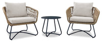  Ensemble de conversation Sicily 3 pièces pour la terrasse à l’extérieur avec 2 fauteuils et table