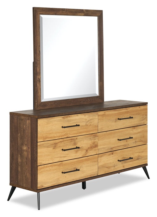 Miroir de commode de chambre à coucher Silas - brun rustique