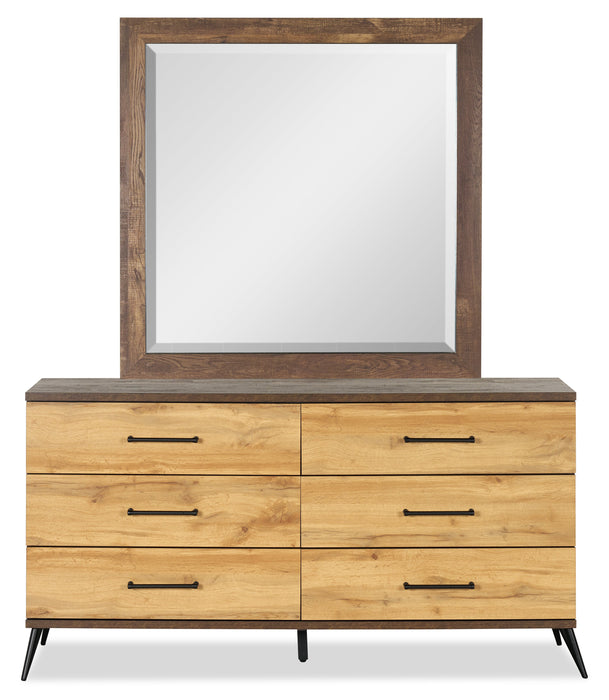 Miroir de commode de chambre à coucher Silas - brun rustique