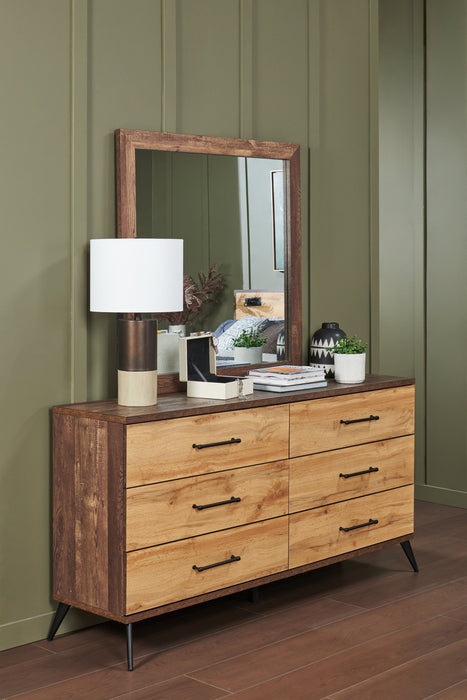 Miroir de commode de chambre à coucher Silas - brun rustique