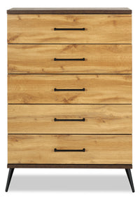 Commode verticale de chambre à coucher Silas de 33 po (L) x 47,5 po (H) à 5 tiroirs - brun rustique
