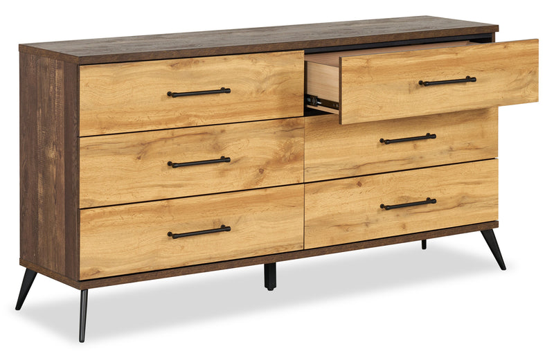 Commode de chambre à coucher Silas de 64 po (L) x 33,4 po (H) à 6 tiroirs - brun rustique