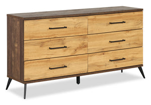 Commode de chambre à coucher Silas de 64 po (L) x 33,4 po (H) à 6 tiroirs - brun rustique