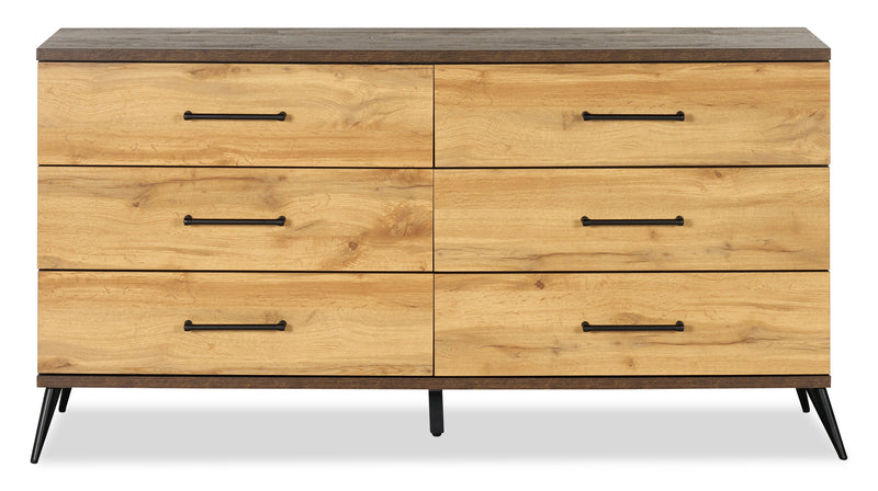 Commode de chambre à coucher Silas de 64 po (L) x 33,4 po (H) à 6 tiroirs - brun rustique