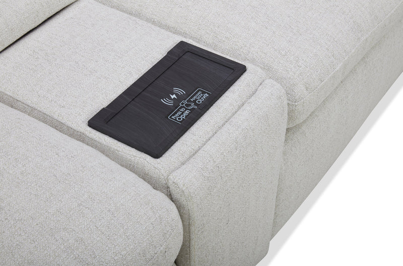 Sofa sectionnel modulaire à inclinaison électrique Sky 6 pièces en tissu avec fauteuil sans accoudoirs inclinable - blé Nathan