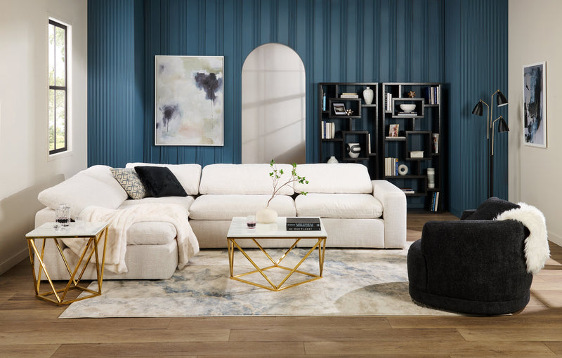 Sofa sectionnel modulaire Sky 4 pièces en tissu avec coussins amovibles en duvet et plumes - blé Nathan