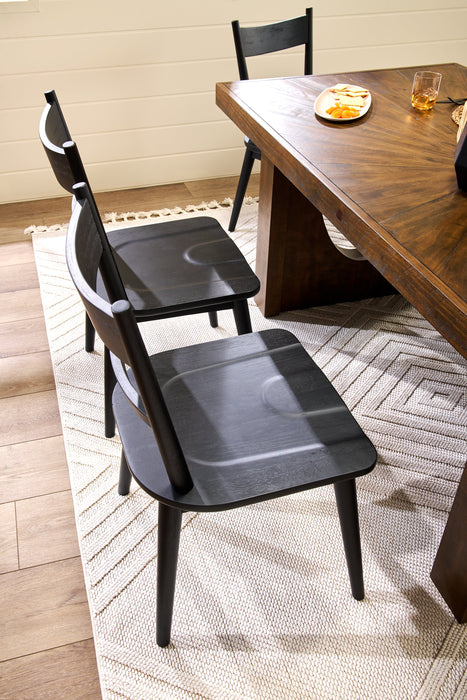 Chaise de salle à manger Sol de Kort & Co. avec dossier en échelle courbé - noire