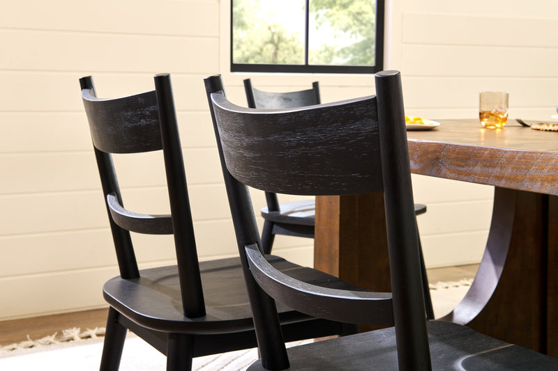 Chaise de salle à manger Sol de Kort & Co. avec dossier en échelle courbé - noire