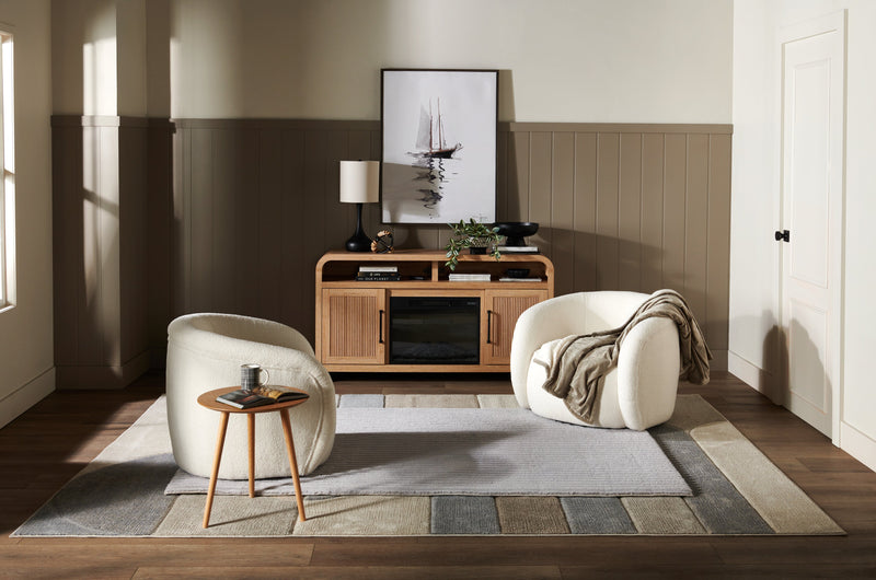 Fauteuil d’appoint courbé Solo de 31,1 po en tissu sherpa - crème glacée