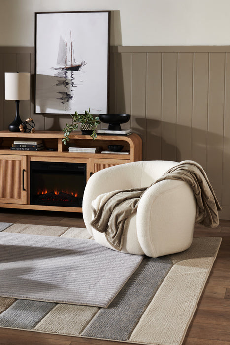 Fauteuil d’appoint courbé Solo de 31,1 po en tissu sherpa - crème glacée