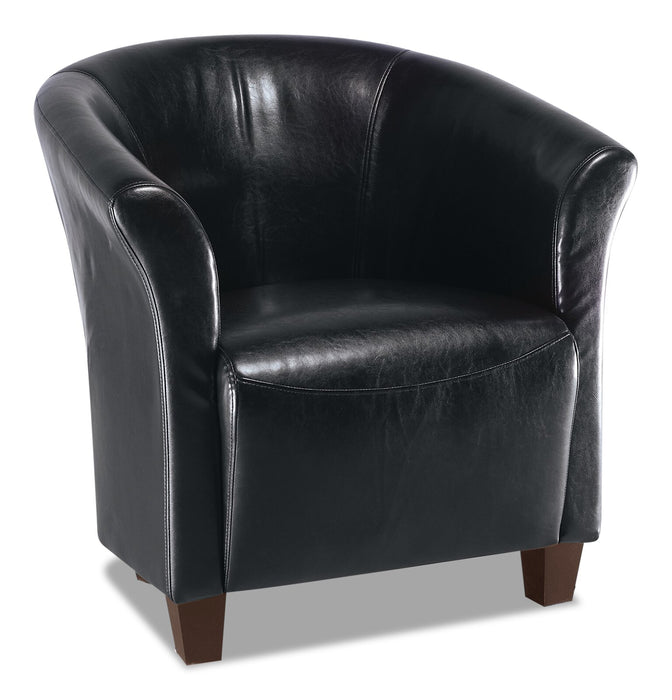 Fauteuil d’appoint Ethan de style gondole de 31 po en similicuir avec pattes en bois - noir