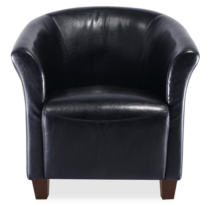 Fauteuil d’appoint Ethan de style gondole de 31 po en similicuir avec pattes en bois - noir