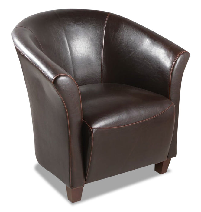 Fauteuil d’appoint Ethan de style gondole de 31 po en similicuir avec pattes en bois - brun