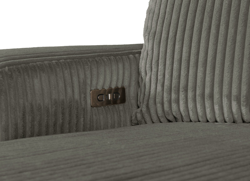 Sofa-lit double Stratus de 108 po en tissu de fausse fourrure avec coulissement électrique - gris brouillard