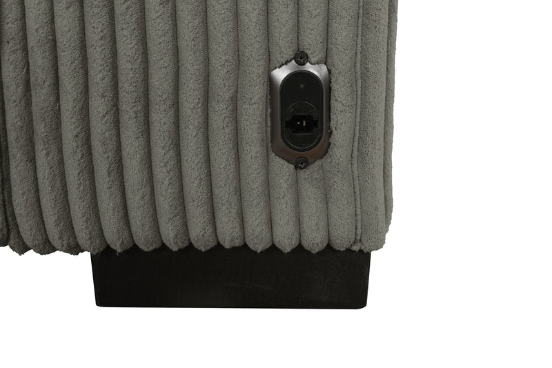 Sofa-lit double Stratus de 108 po en tissu de fausse fourrure avec coulissement électrique - gris brouillard