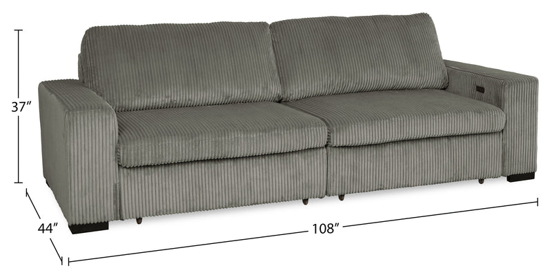 Sofa-lit double Stratus de 108 po en tissu de fausse fourrure avec coulissement électrique - gris brouillard