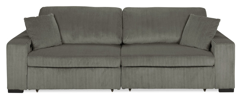 Sofa-lit double Stratus de 108 po en tissu de fausse fourrure avec coulissement électrique - gris brouillard