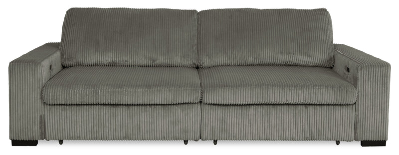 Sofa-lit double Stratus de 108 po en tissu de fausse fourrure avec coulissement électrique - gris brouillard