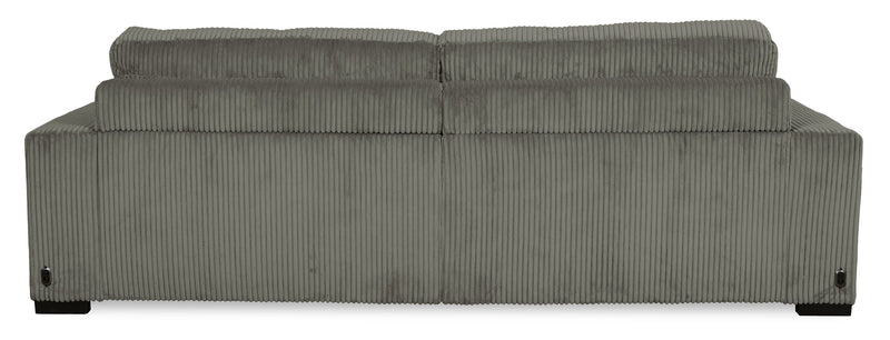Sofa-lit double Stratus de 108 po en tissu de fausse fourrure avec coulissement électrique - gris brouillard