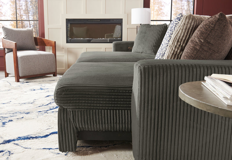 Sofa-lit double Stratus de 108 po en tissu de fausse fourrure avec coulissement électrique - gris brouillard