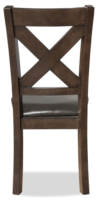 Chaise de salle à manger Talia en tissu de cuir végétalien avec dossier entrecroisé - gris-brun