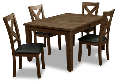 Talia 5pc Dining Set with Table & 4 Chairs, 60-78"W Extension - Grey/Brown | Ensemble de salle à manger Talia 5 pièces avec table, rallonge de 60 po à 78 po (L) et 4 chaises - gris-brun