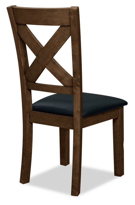Chaise de salle à manger Talia en tissu de cuir végétalien avec dossier entrecroisé - brune