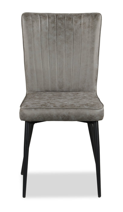 Chaise de salle à manger Tavo en tissu de microfibre de polyester et en métal - grise