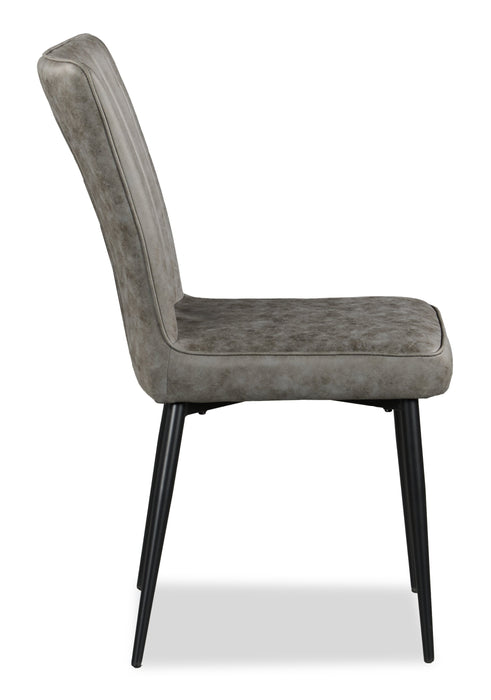 Chaise de salle à manger Tavo en tissu de microfibre de polyester et en métal - grise