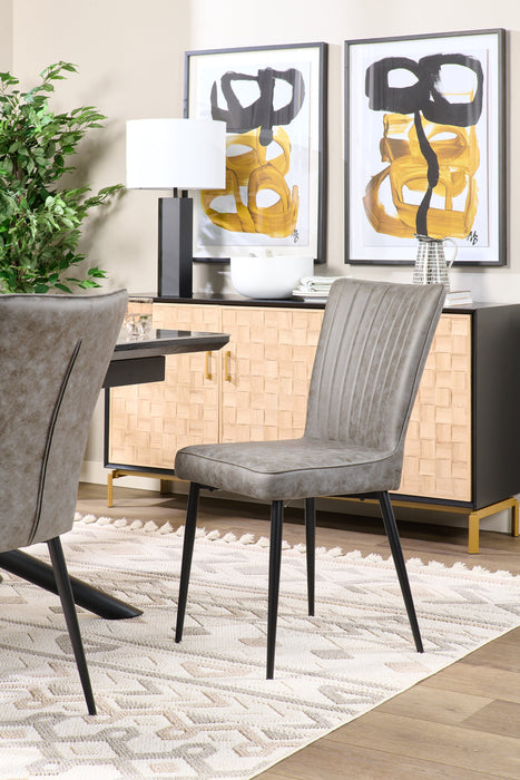 Chaise de salle à manger Tavo en tissu de microfibre de polyester et en métal - grise