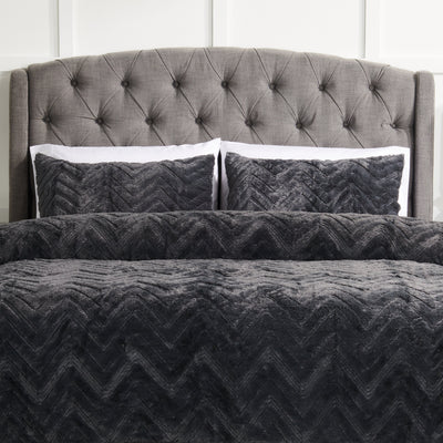 Tilda 3-Piece Full/Queen Comforter Set - Charcoal | Ensemble d'édredon Tilda 3 pièces pour lit double ou grand lit - anthracite