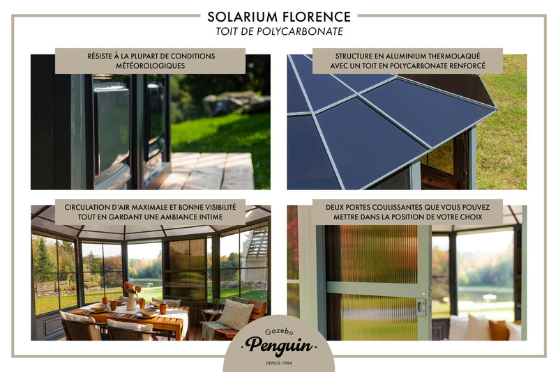 Gazebo Penguin Florence - Solarium 12x18 Toit de polycarbonate
