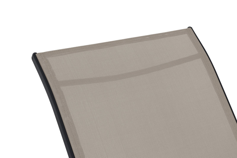 Chaise longue Tuscany pour la terrasse à l’extérieur avec dossier réglable - métal, résistante aux rayons UV et aux intempéries - beige et noire