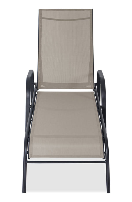 Chaise longue Tuscany pour la terrasse à l’extérieur avec dossier réglable - métal, résistante aux rayons UV et aux intempéries - beige et noire