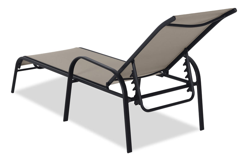 Chaise longue Tuscany pour la terrasse à l’extérieur avec dossier réglable - métal, résistante aux rayons UV et aux intempéries - beige et noire