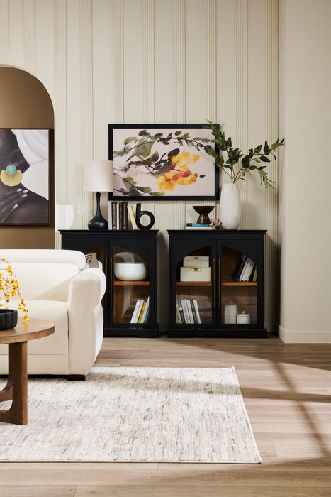 Armoire décorative Twyla en bois massif avec portes arquées - noire