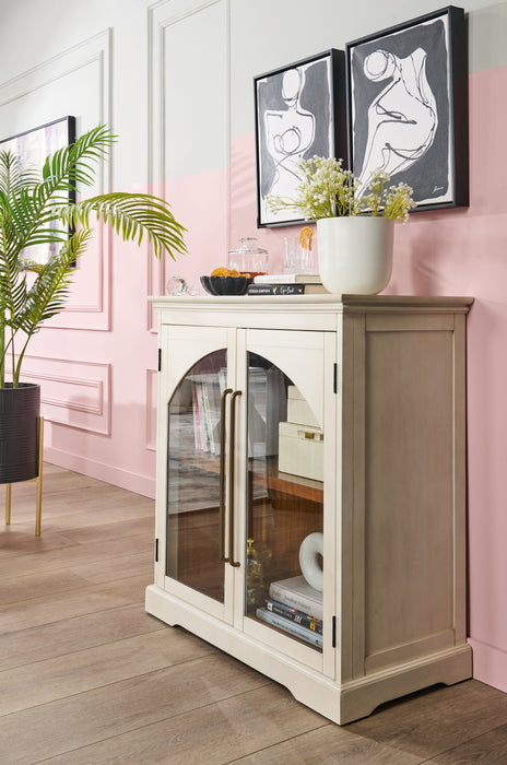 Armoire décorative Twyla en bois massif avec portes arquées - blanche